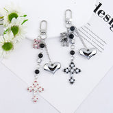 Heart Bear Cross Alloy Bag Charm Keyring Phone